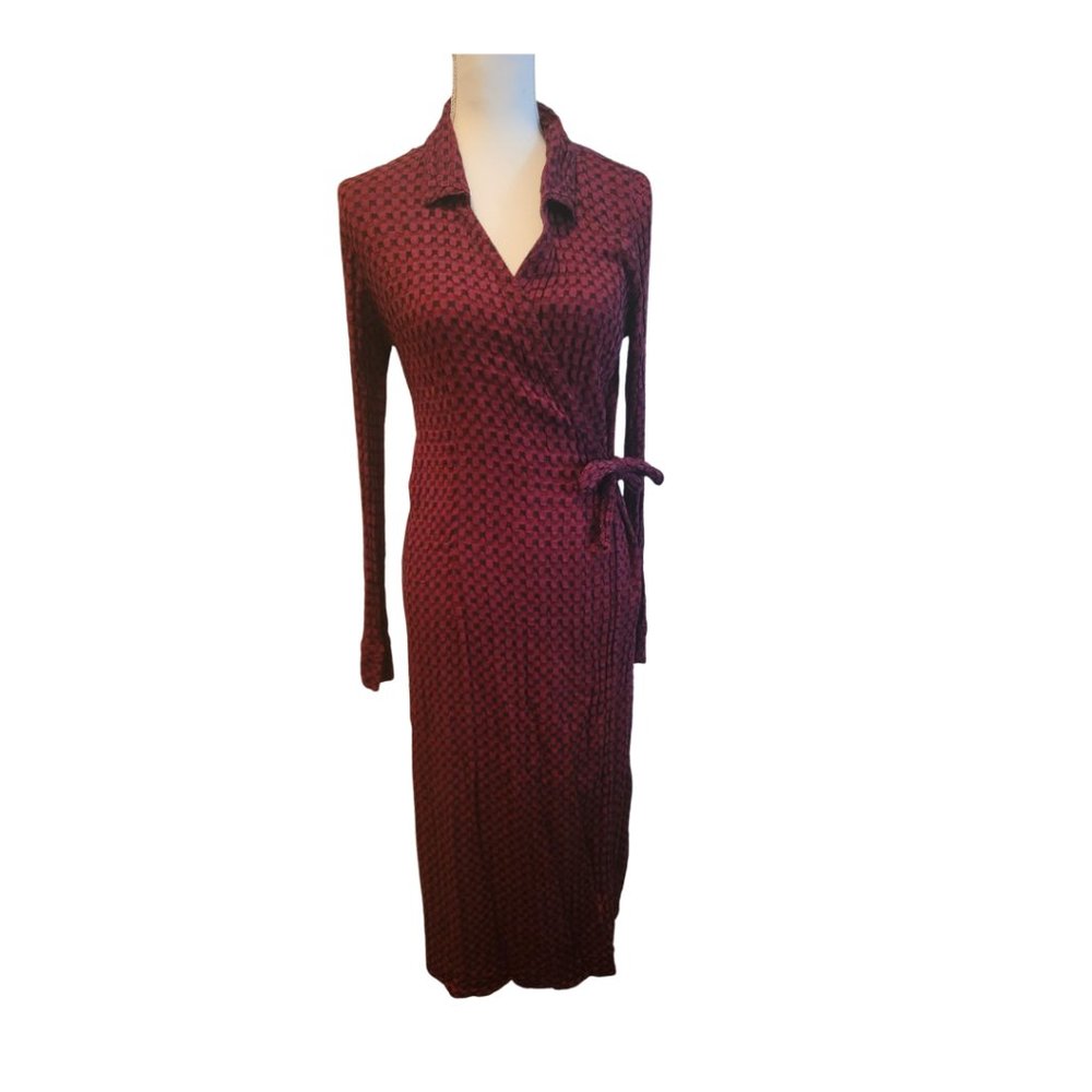 Deep Red Cut Loose Wrap Dress Size S